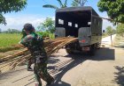 Semangat Kompak Satgas TMMD Sragen Panggul Bambu Jelang Penutupan