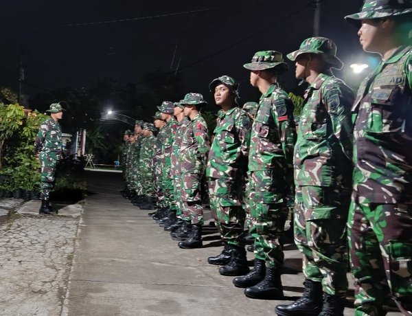 Danramil Karangmalang Pimpin Apel Malam Satgas TMMD ke-128, Tekankan Disiplin dan Soliditas Personel